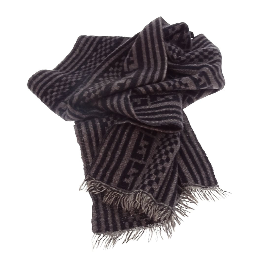 Fendi Scarf Logo Grey 100% Wool