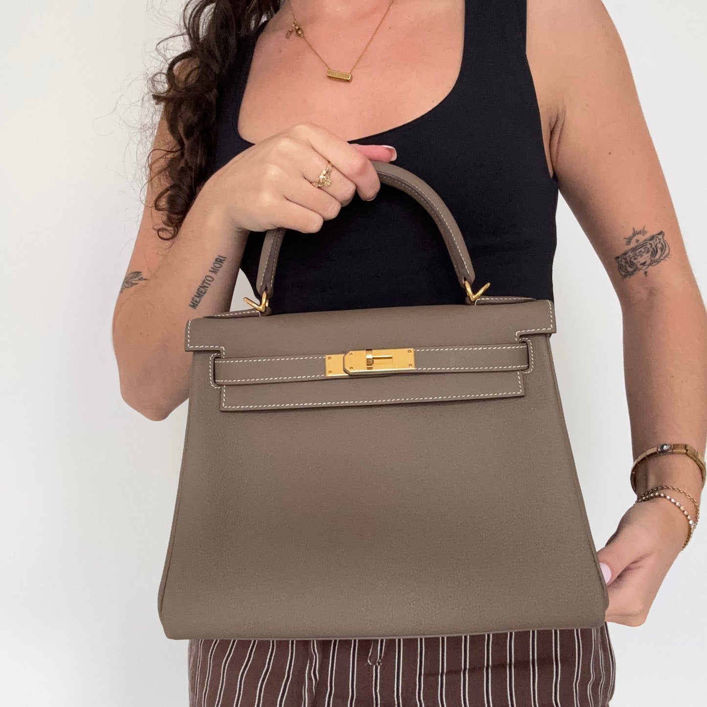 Hermes Kelly 28 Etoupe Togo Leather 2022 Full Set