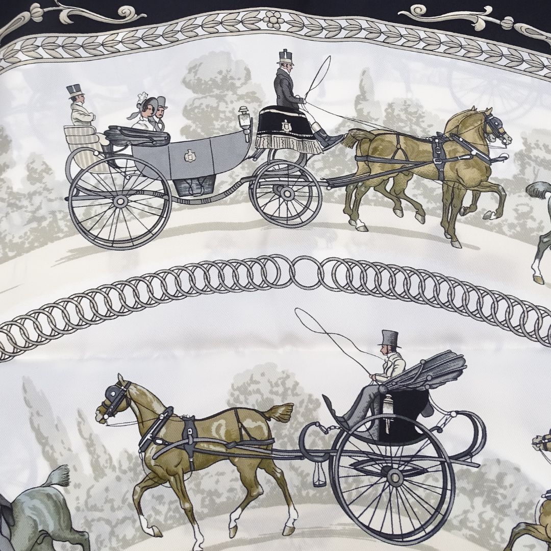 Hermes La Promenade De Longchamps 90cm Silk Scarf By Ledoux