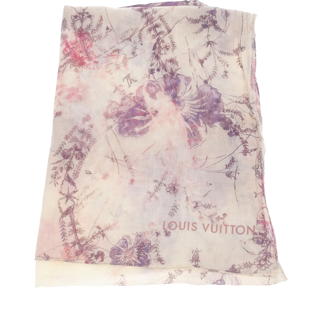 Louis Vuitton Rare Cotton Long Scarf Floral
