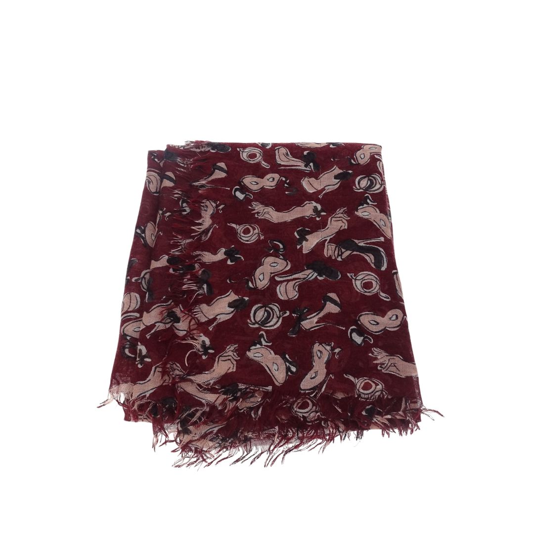 Louis Vuitton Maroon cashmere and Silk Masquerade Stole