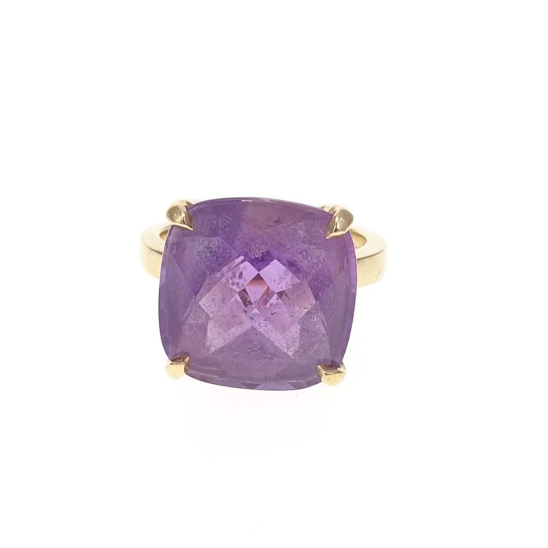 Tiffany & Co 18k Pillow Gold & Amethyst Stone Ring Size 52