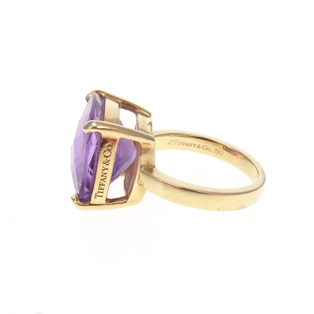 Tiffany & Co 18k Pillow Gold & Amethyst Stone Ring Size 52