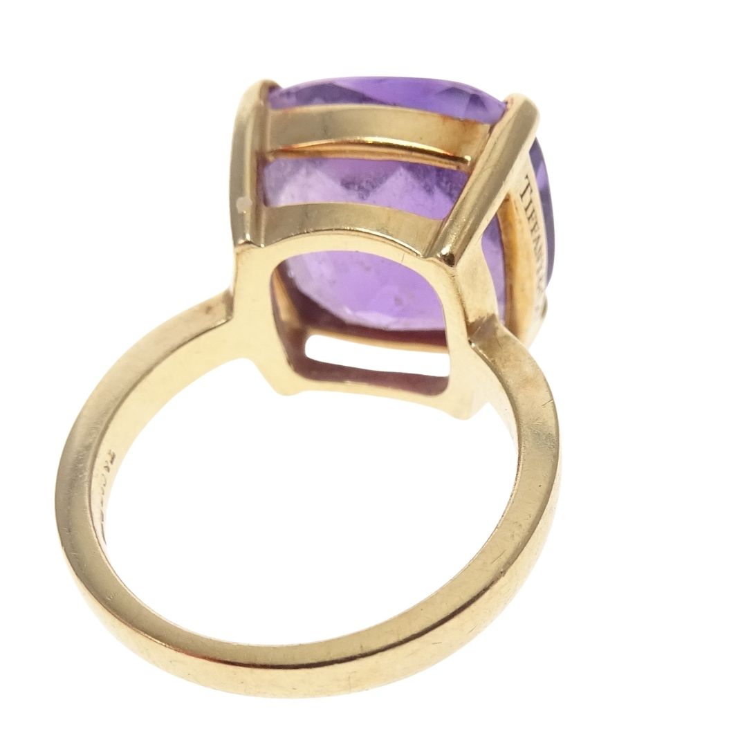 Tiffany & Co 18k Pillow Gold & Amethyst Stone Ring Size 52