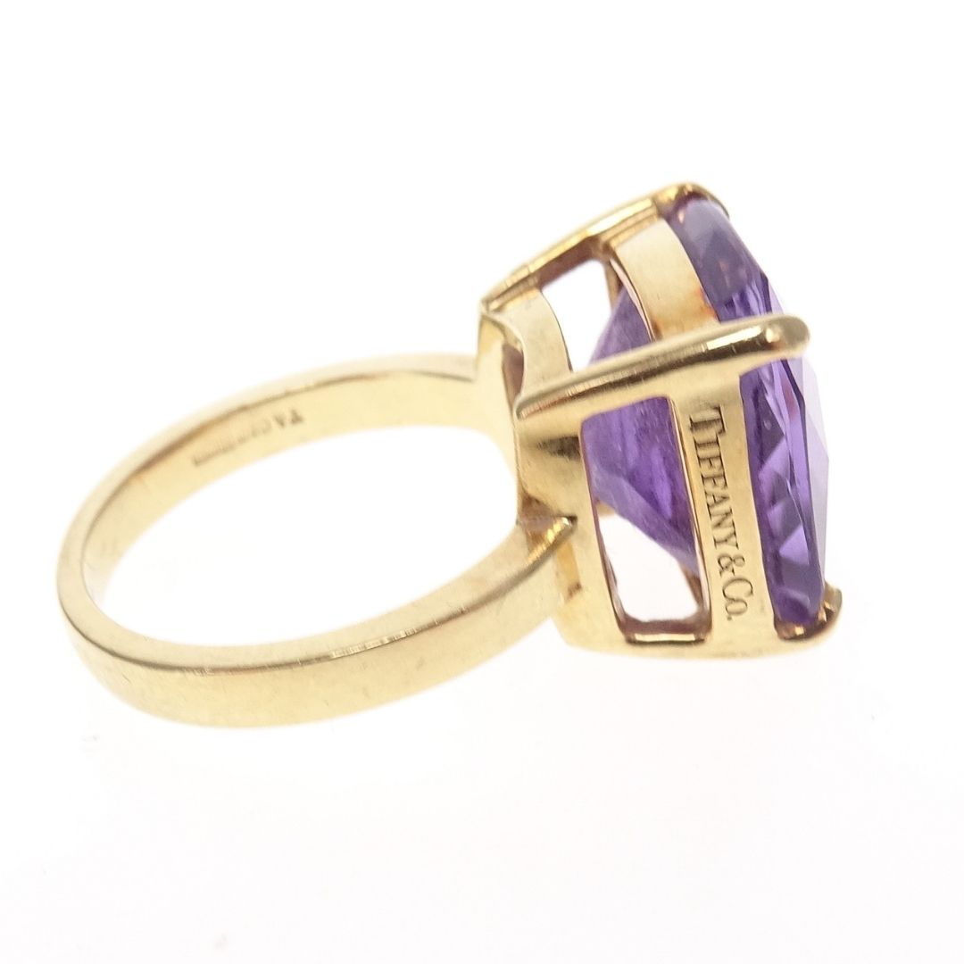 Tiffany & Co 18k Pillow Gold & Amethyst Stone Ring Size 52