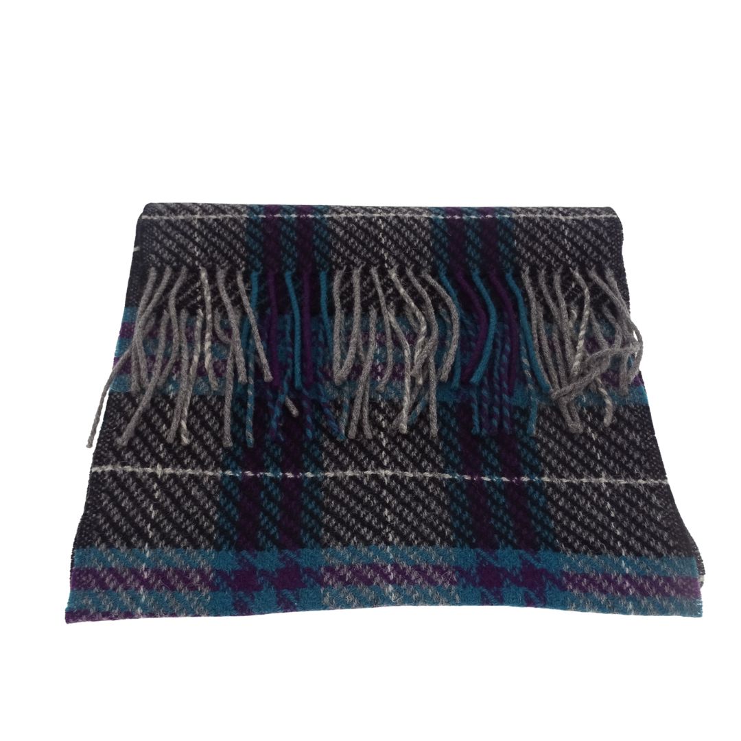 Burberry Lambswool Scarf Vintage Green & Purple & Grey Check