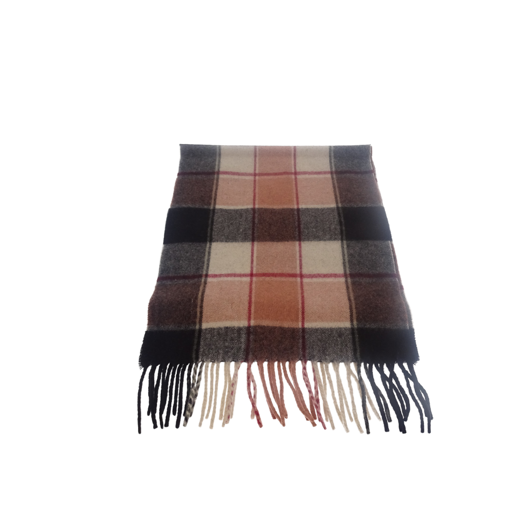 Burberry 100% Lambswool Pink/Grey/Beige Tone Scarf
