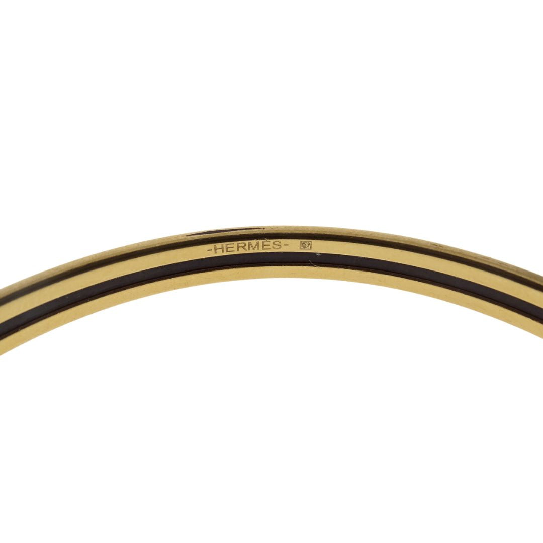 Hermes Printed Enamel Bangle 65 Blue & Gold