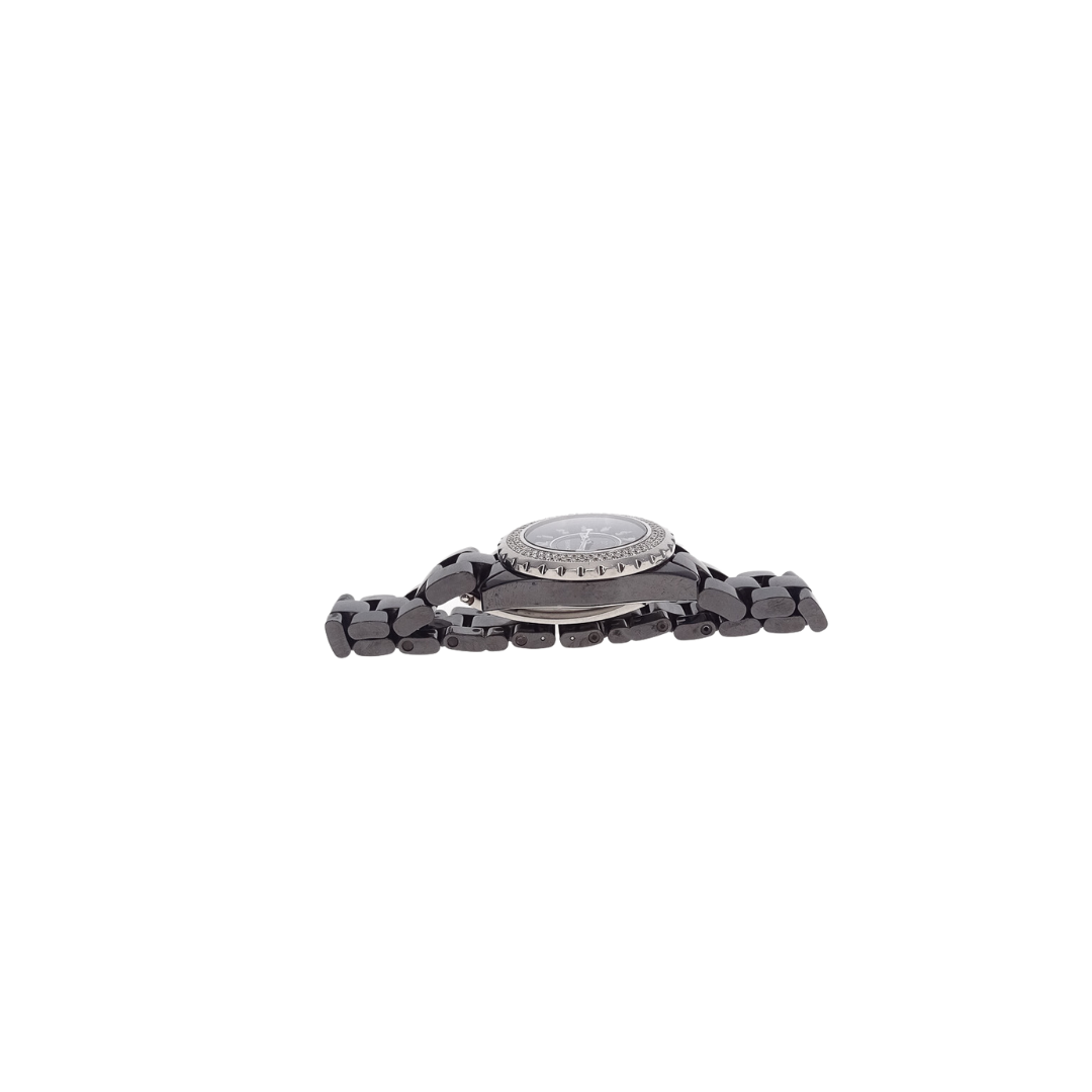Chanel J12 Quartz Movement & Black Ceramic Strap With Pave Diamonds 29mm