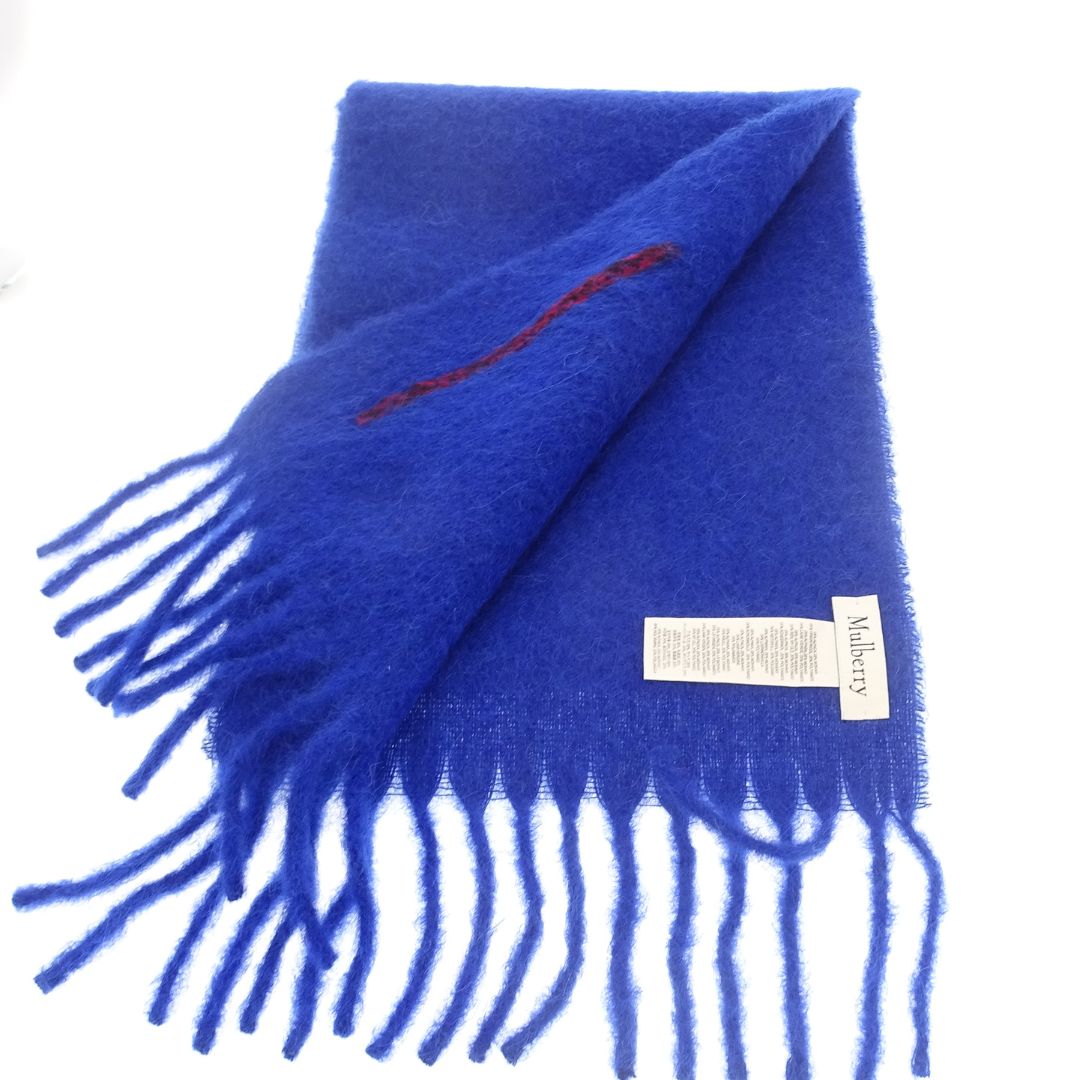 Mulberry Winter Scarf Blue/Red Alpaca/Mohair and Wool Blend