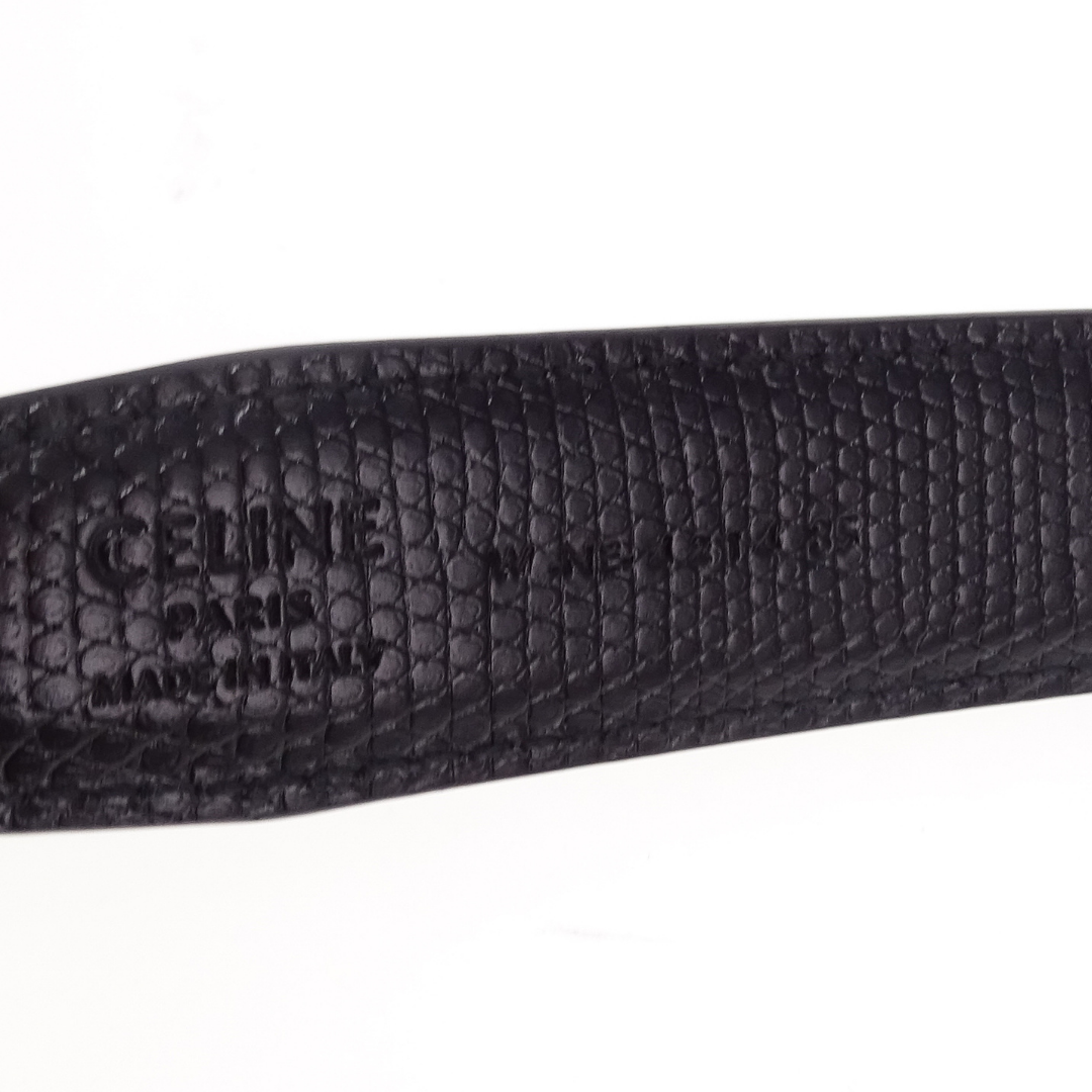 Celine Reversible Framed Triomphe Belt Black Calfskin and Lizard Embossed (85cm)