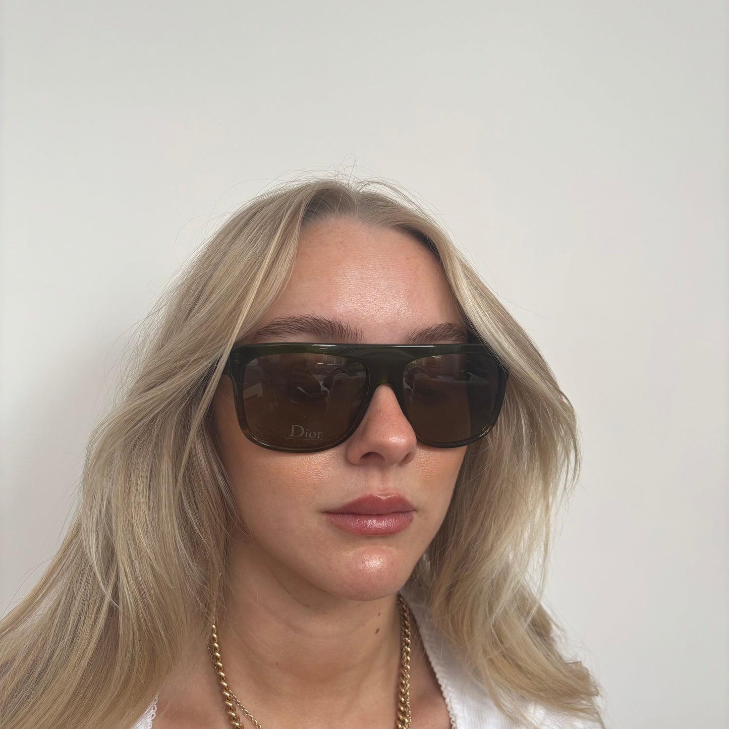 Dior Unisex Black Tie Sunglasses With Green Hue