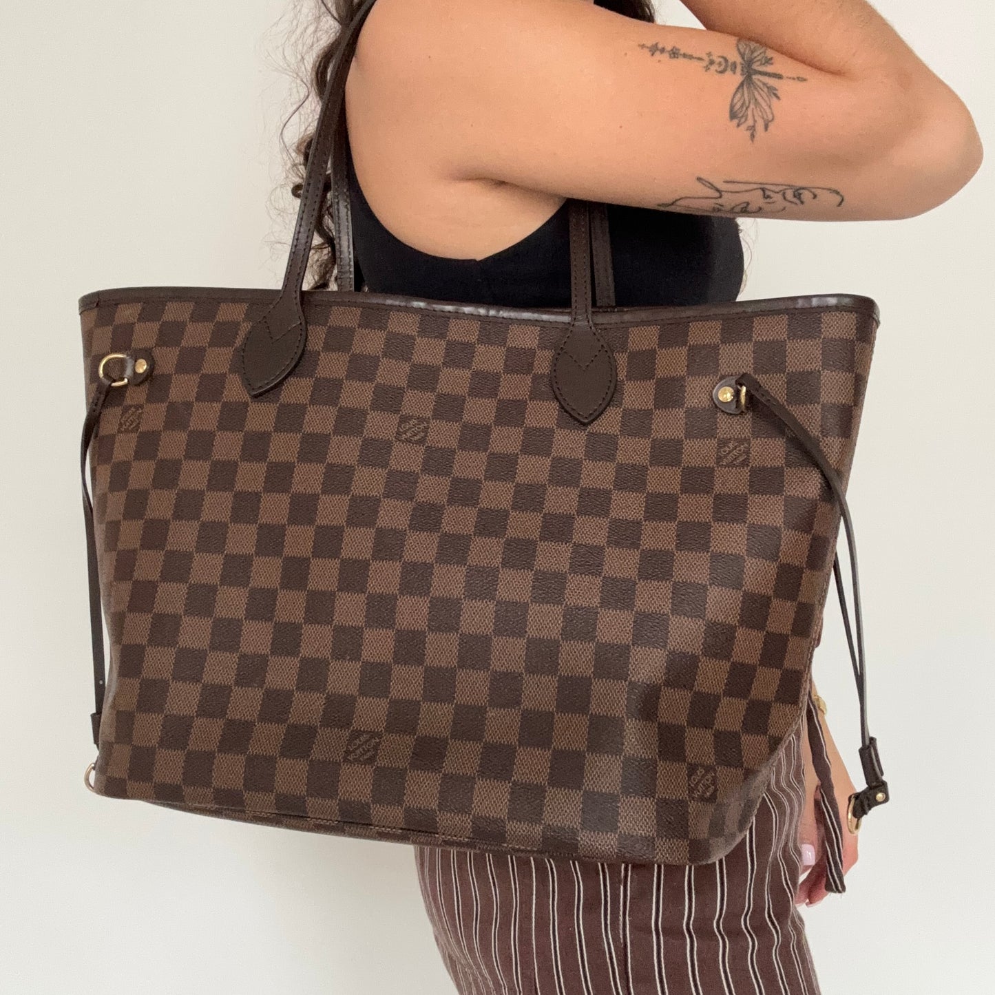 Louis Vuitton Neverfull MM with Pochette Classic Damier Ebene (NFID)