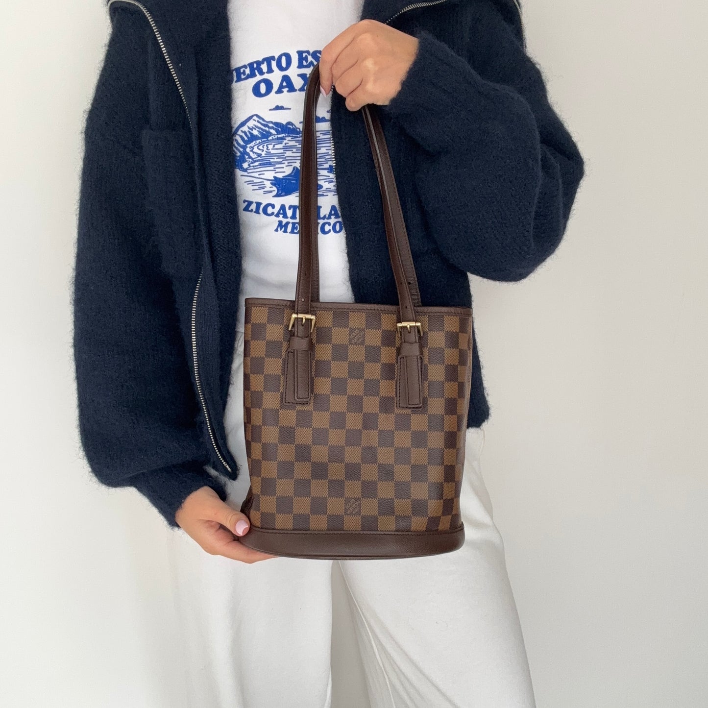 Louis Vuitton Petite Bucket Bag with Pochette Damier Ebene SP1001 - 2001
