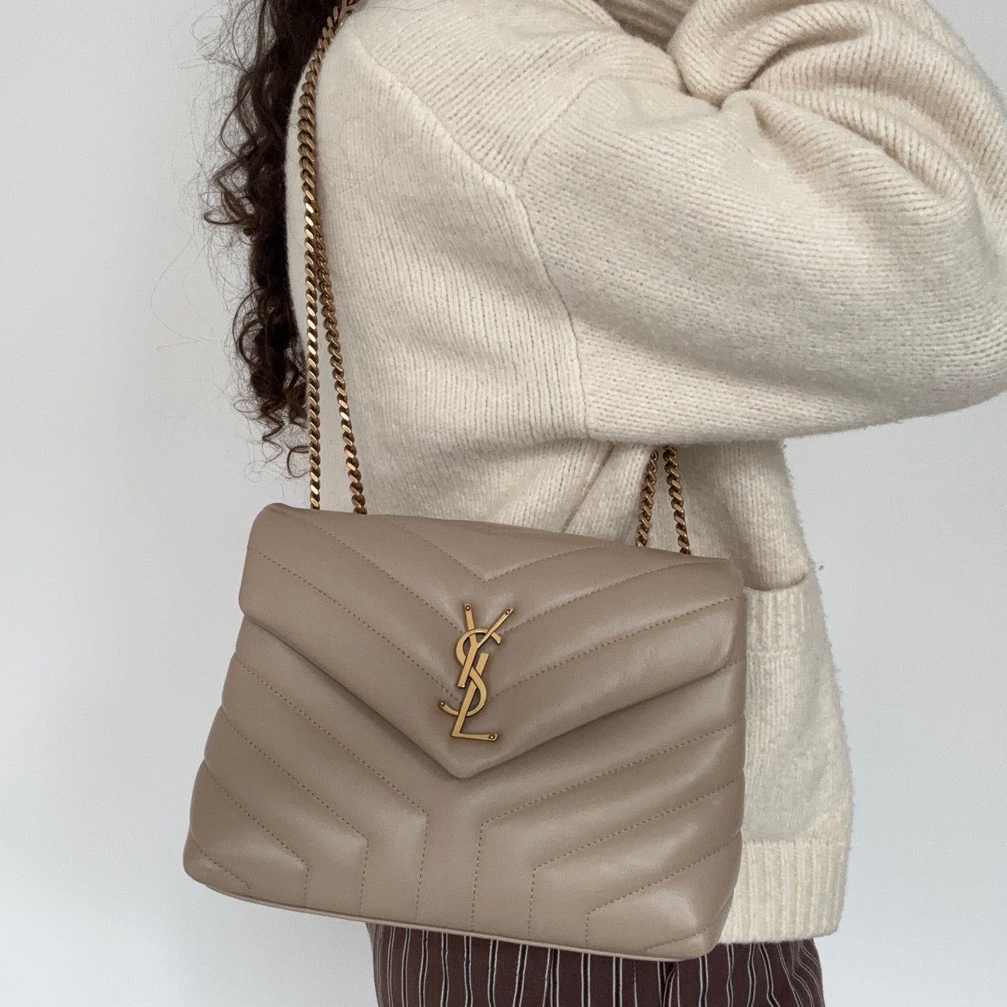Saint Laurent Loulou Small Beige GHW 2021