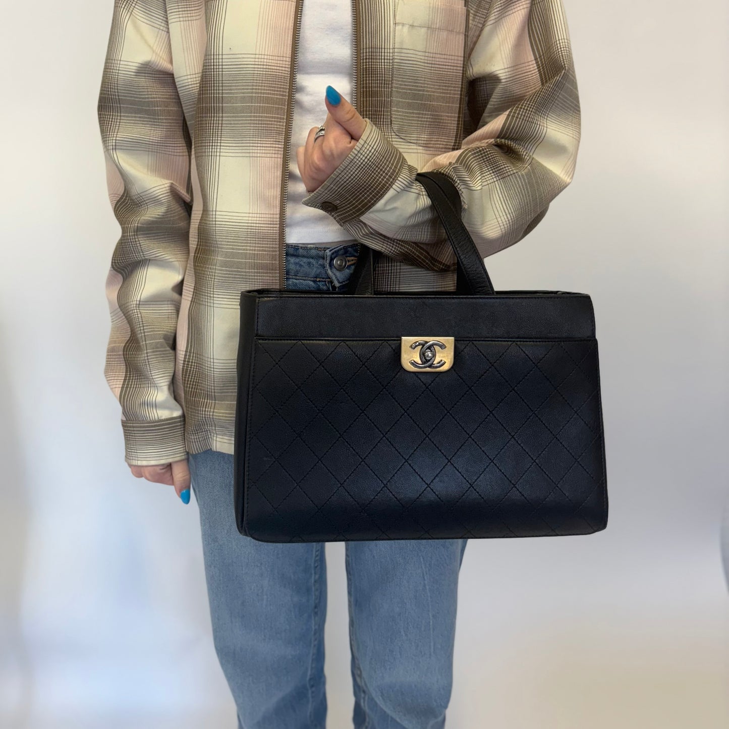 Chanel Black Leather Straight Lines Tote Bag 2016/17