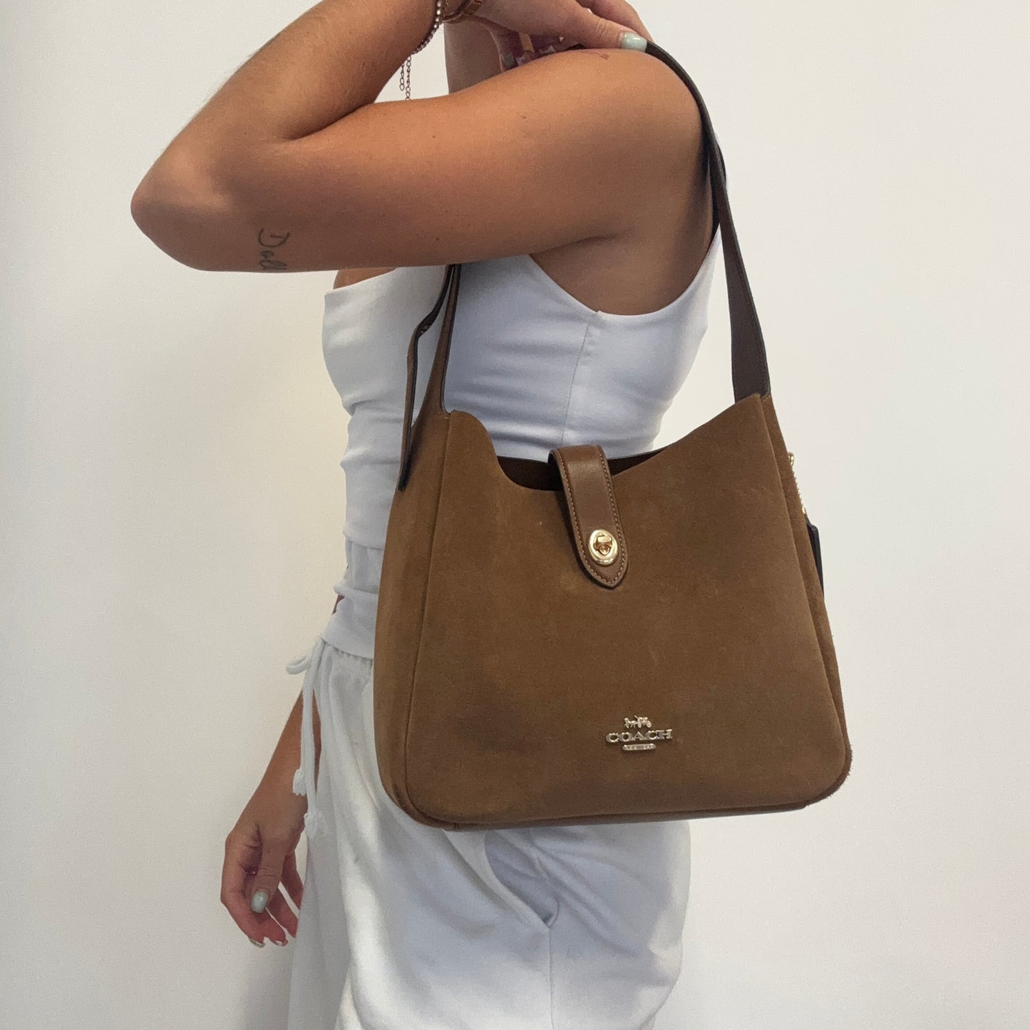 Coach Hadley Tan Suede and Leather