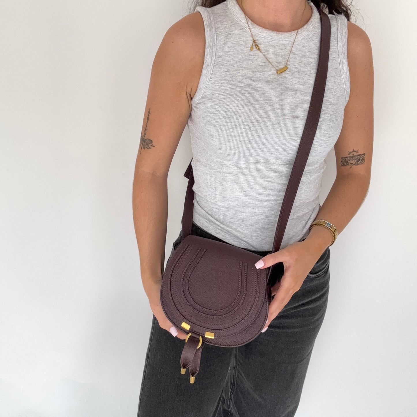 Chloe Marcie Crossbody Burgundy Leather