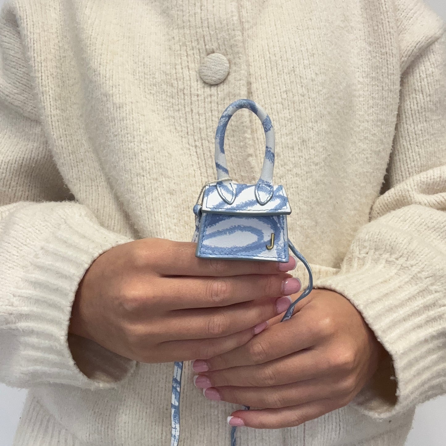 Jacquemus Le Chiquito Blanc Blue Printed Nano Bag