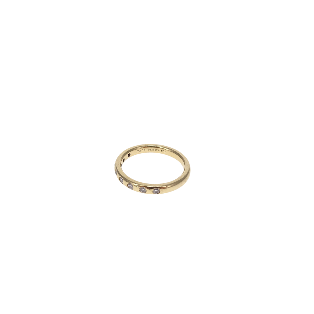 Tiffany & Co 18K Gold Elsa Peretti 8 Diamond Stacking Band Ring (0.16 total carat weight)