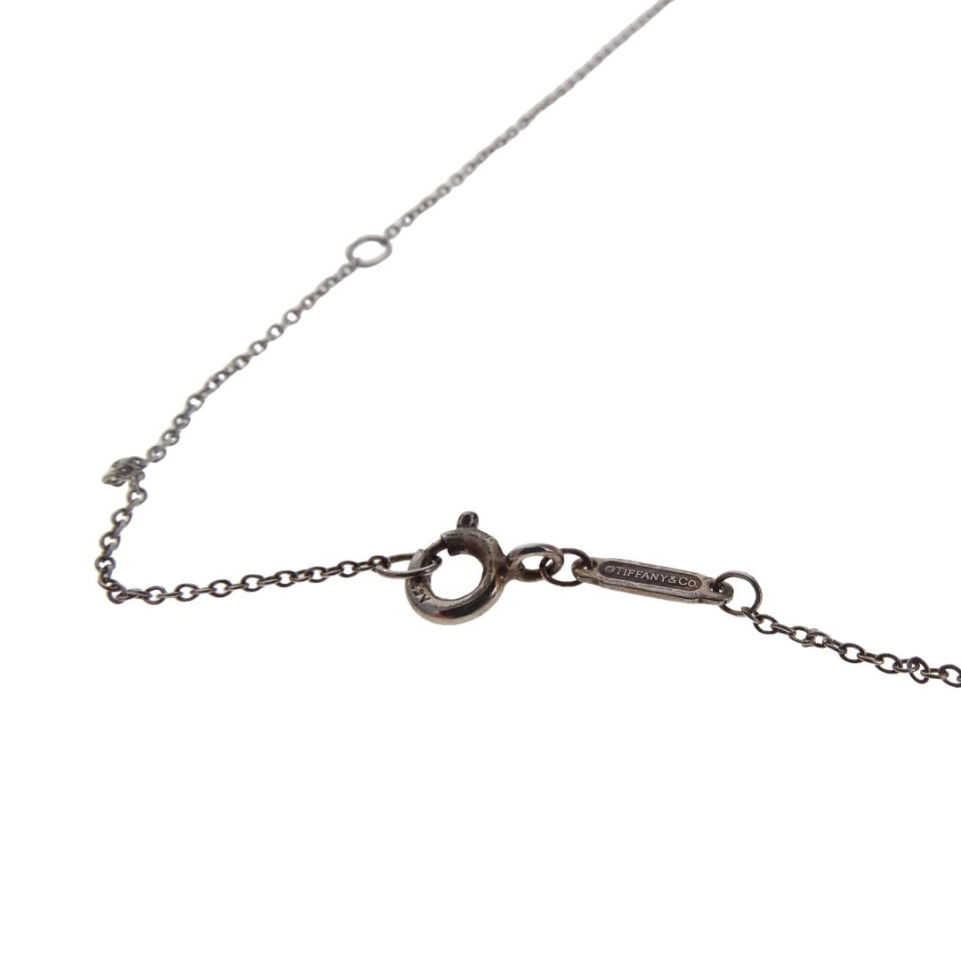 Tiffany & Co Mini Double Heart Pendant Pink Enamel & Silver with a Diamond
