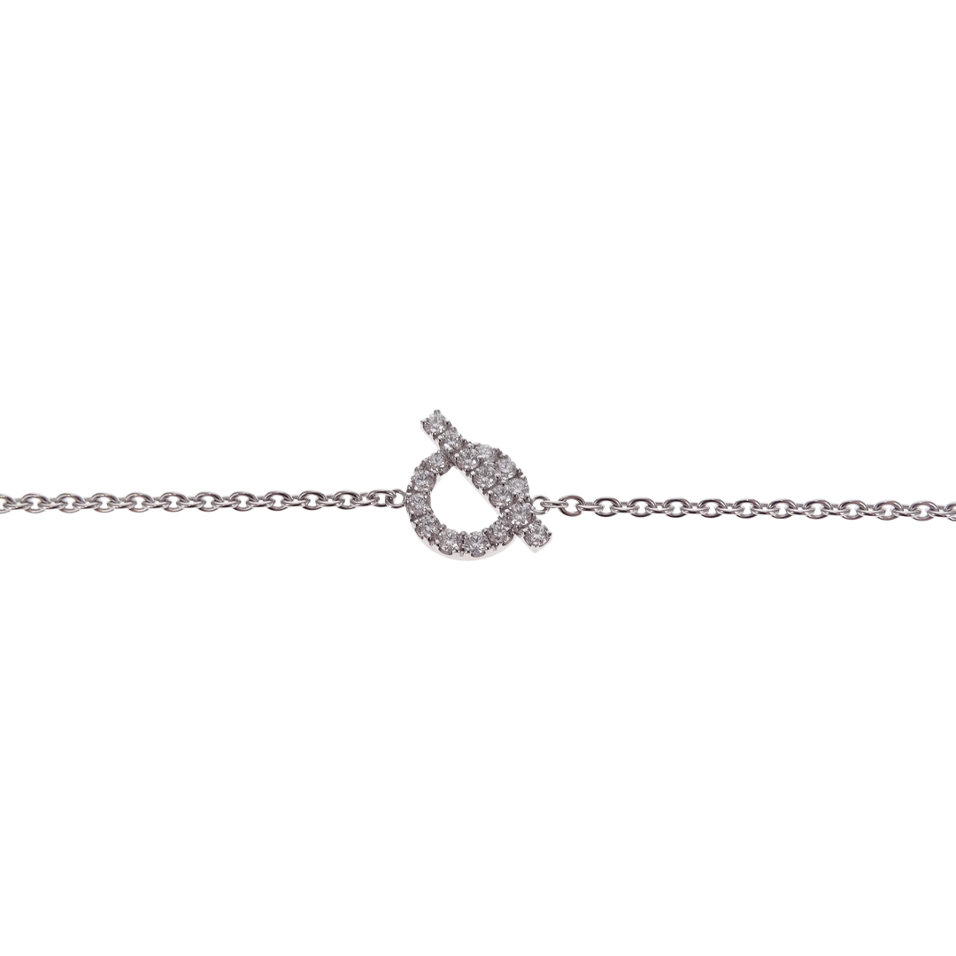 Hermes 18 Carat White Gold and 18 Diamond Finesse Bracelet (Size ST)