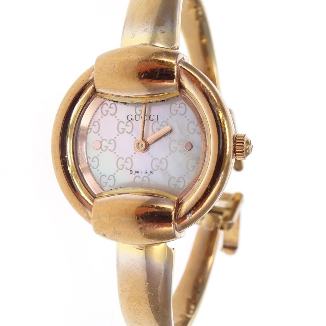 Gucci 1400L Horsebit GG Mother of Pearl Face