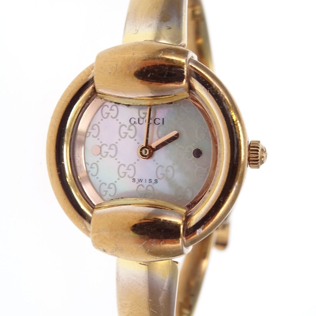 Gucci 1400L Horsebit GG Mother of Pearl Face