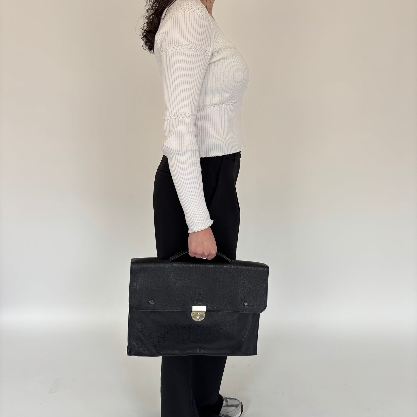 Longchamp Black Leather Le Foulonne Briefcase