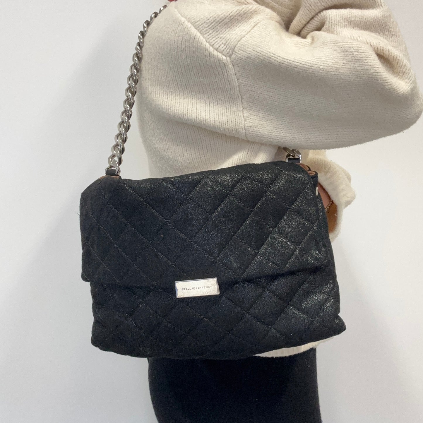 Stella McCartney Black Soft Beckett Small Quilted Shoulder Bag