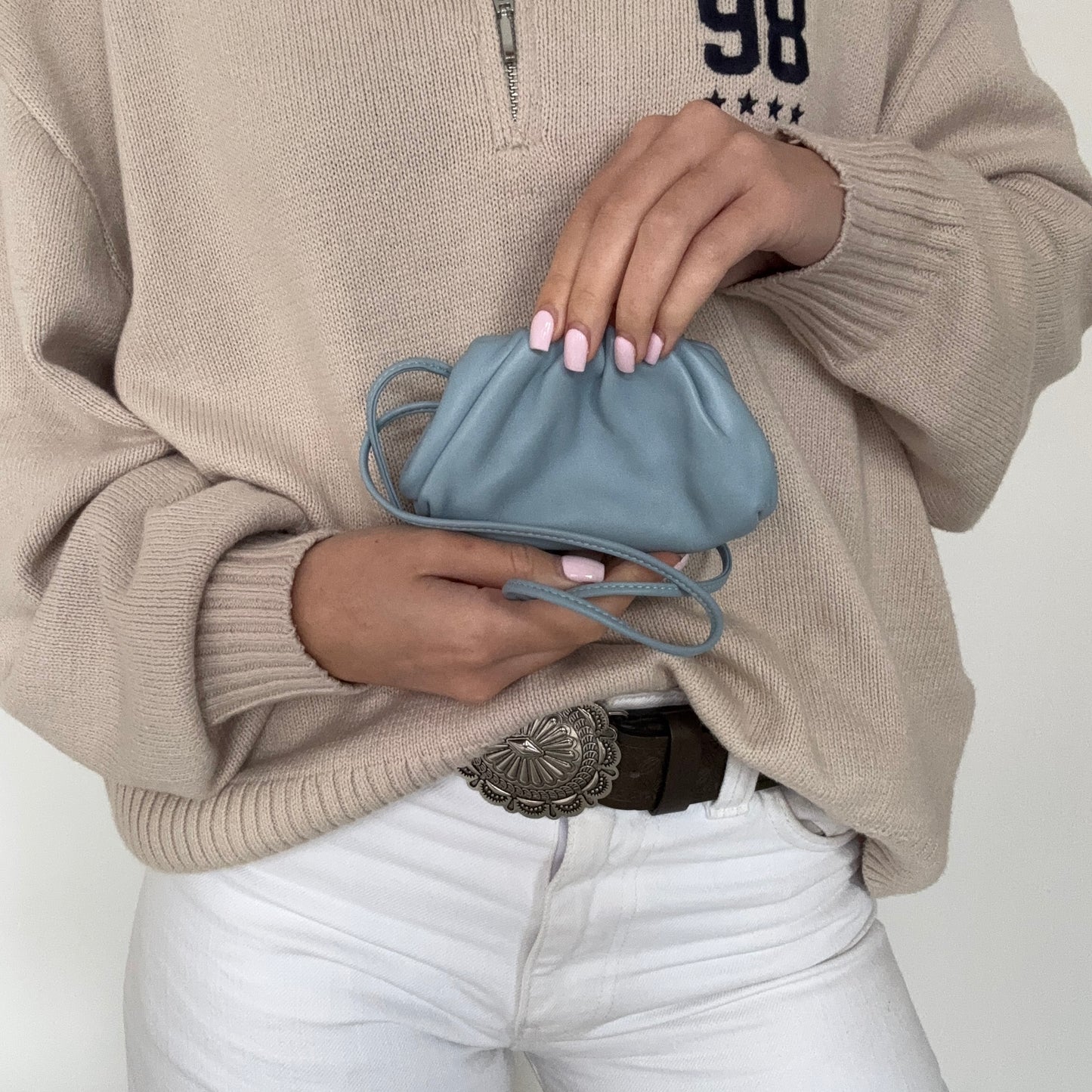Bottega Veneta The Pouch Coin Purse Light Blue
