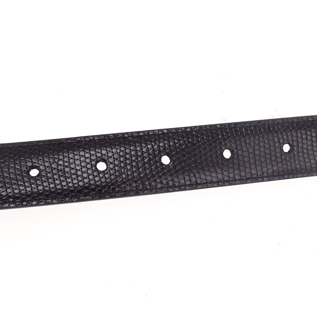 Celine Reversible Framed Triomphe Belt Black Calfskin and Lizard Embossed (85cm)
