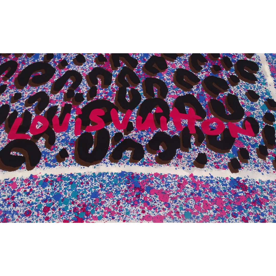 Louis Vuitton Large Silk Scarf Rare Stephen Sprouse Collection Leopard