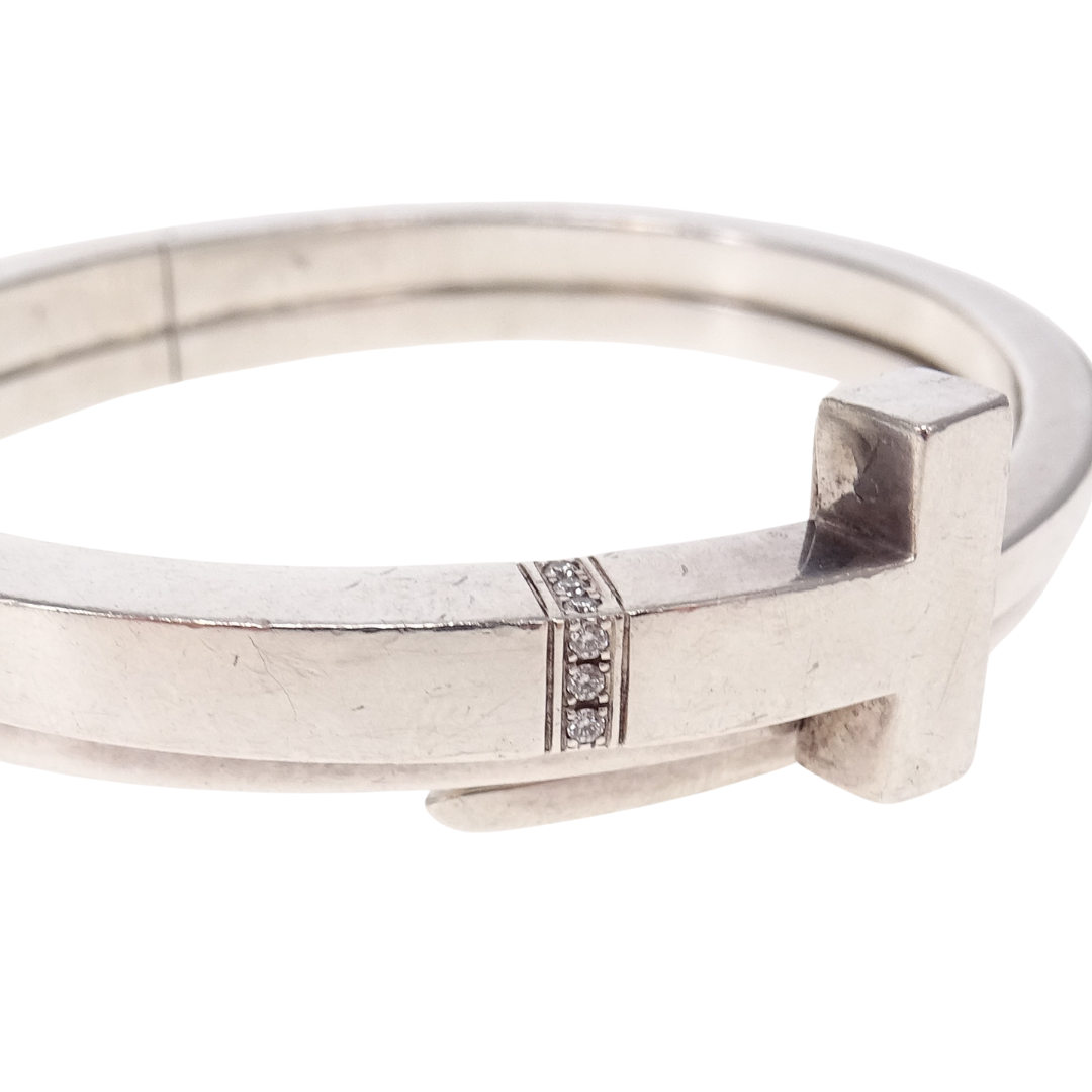 Tiffany & Co T Square Wrap Bracelet Sterling Silver with Diamond