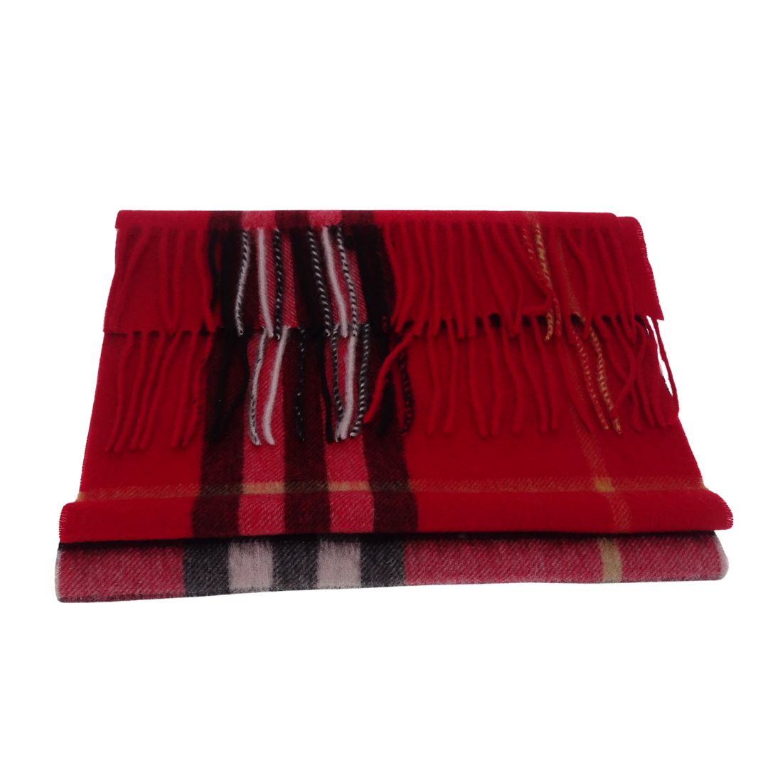 Burberry Cashmere Scarf Vintage Red Check
