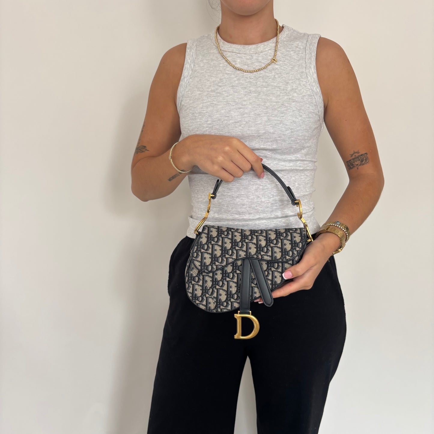 Dior Mini Saddle Oblique Jacquard Bag With Strap