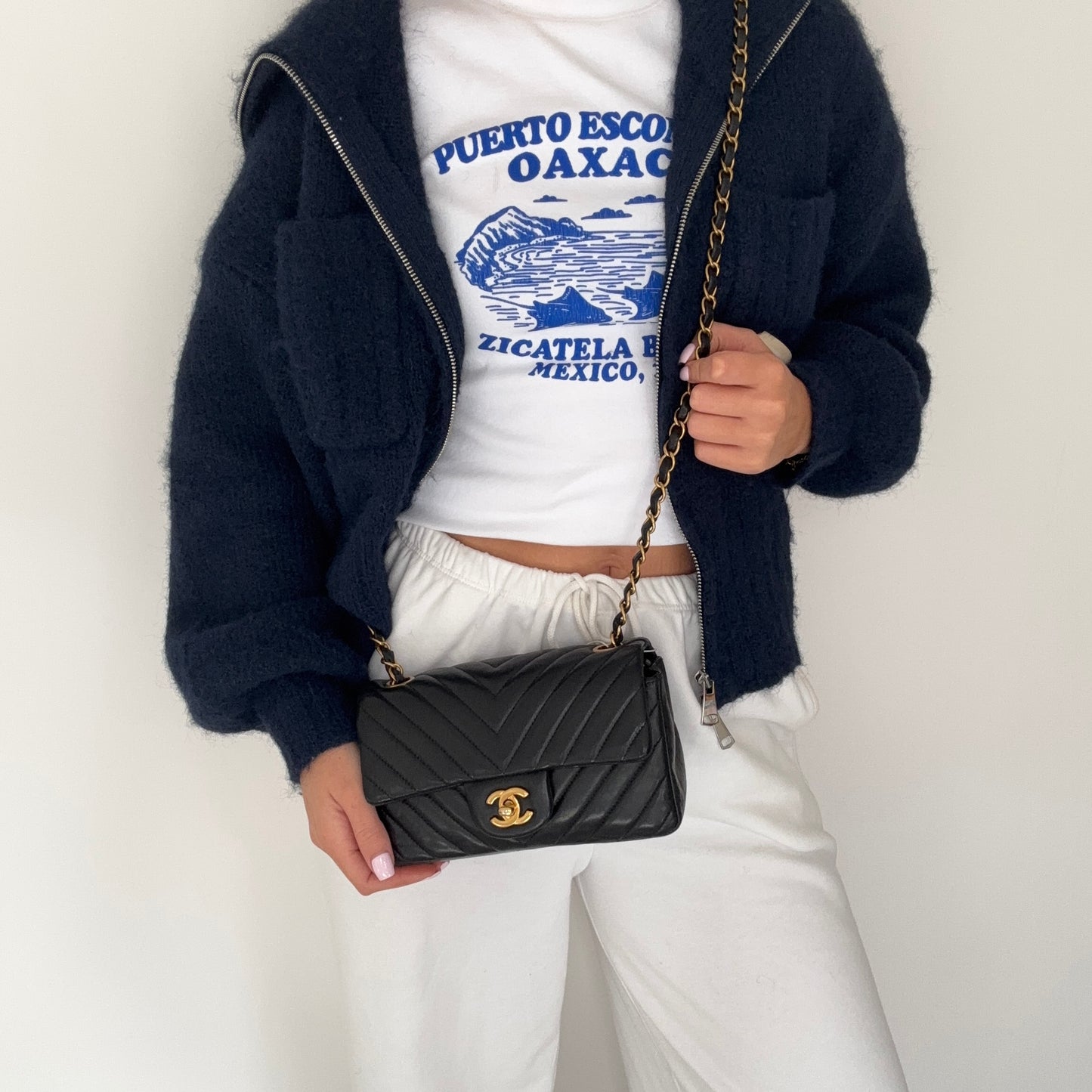 Chanel Mini Rectangular Classic Flap Black Chevron Lambskin 2015/16