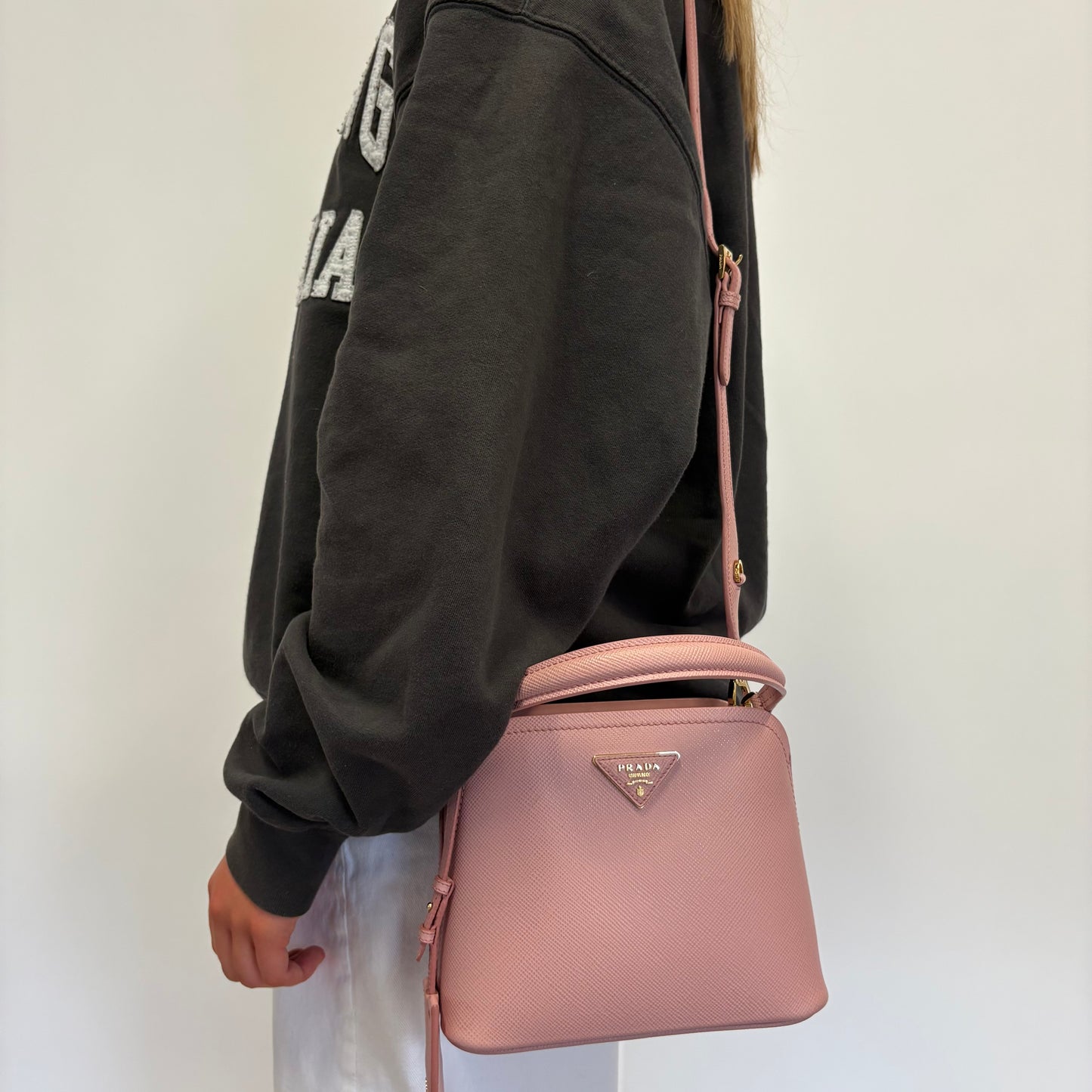 Prada Pesco Saffiano Cuir 2 Way Small Tote