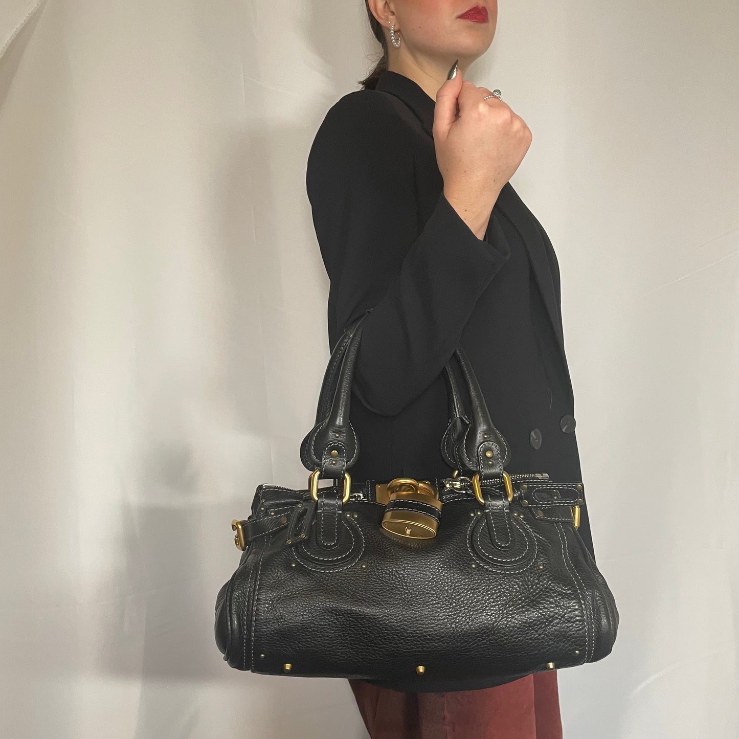 Chloe Regular Black Paddington With Mixed Hardware