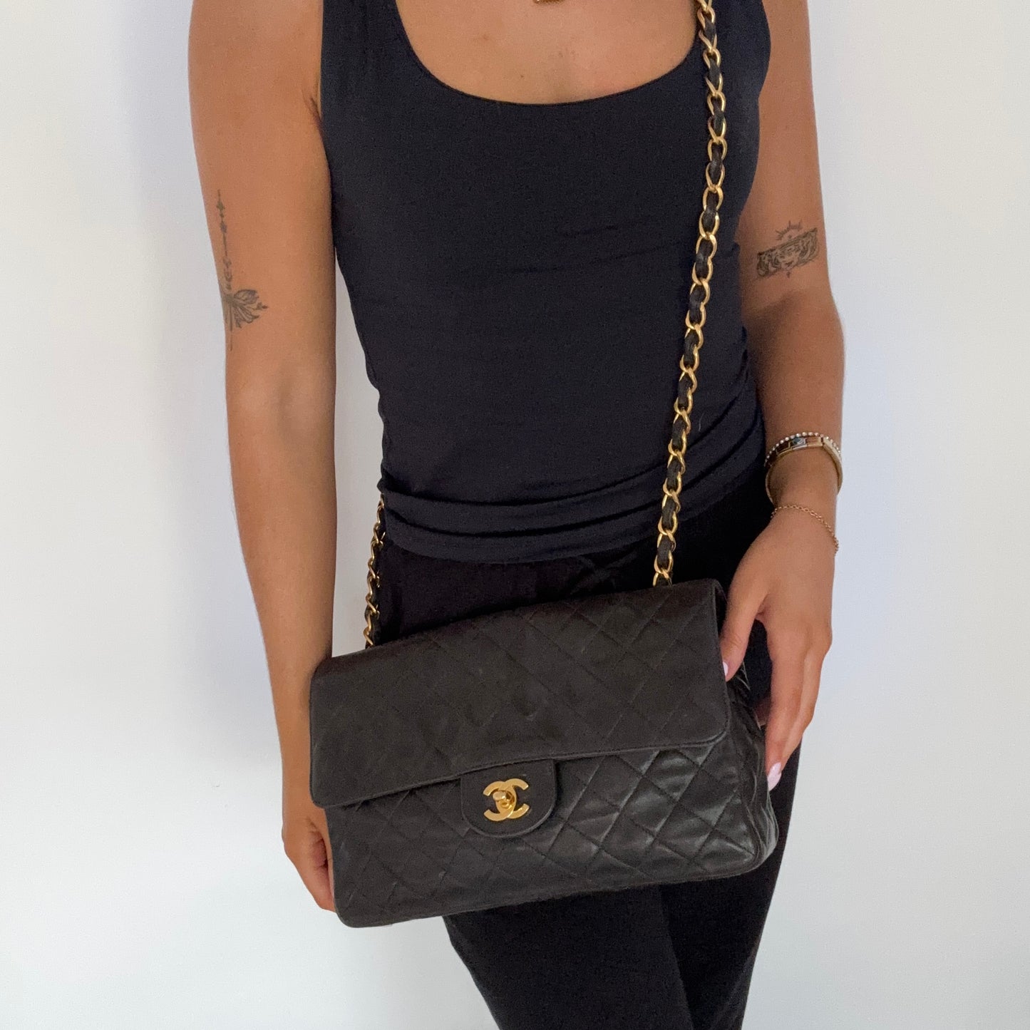 Chanel Classic Single Flap Medium Vintage Black Lambskin 1996/97