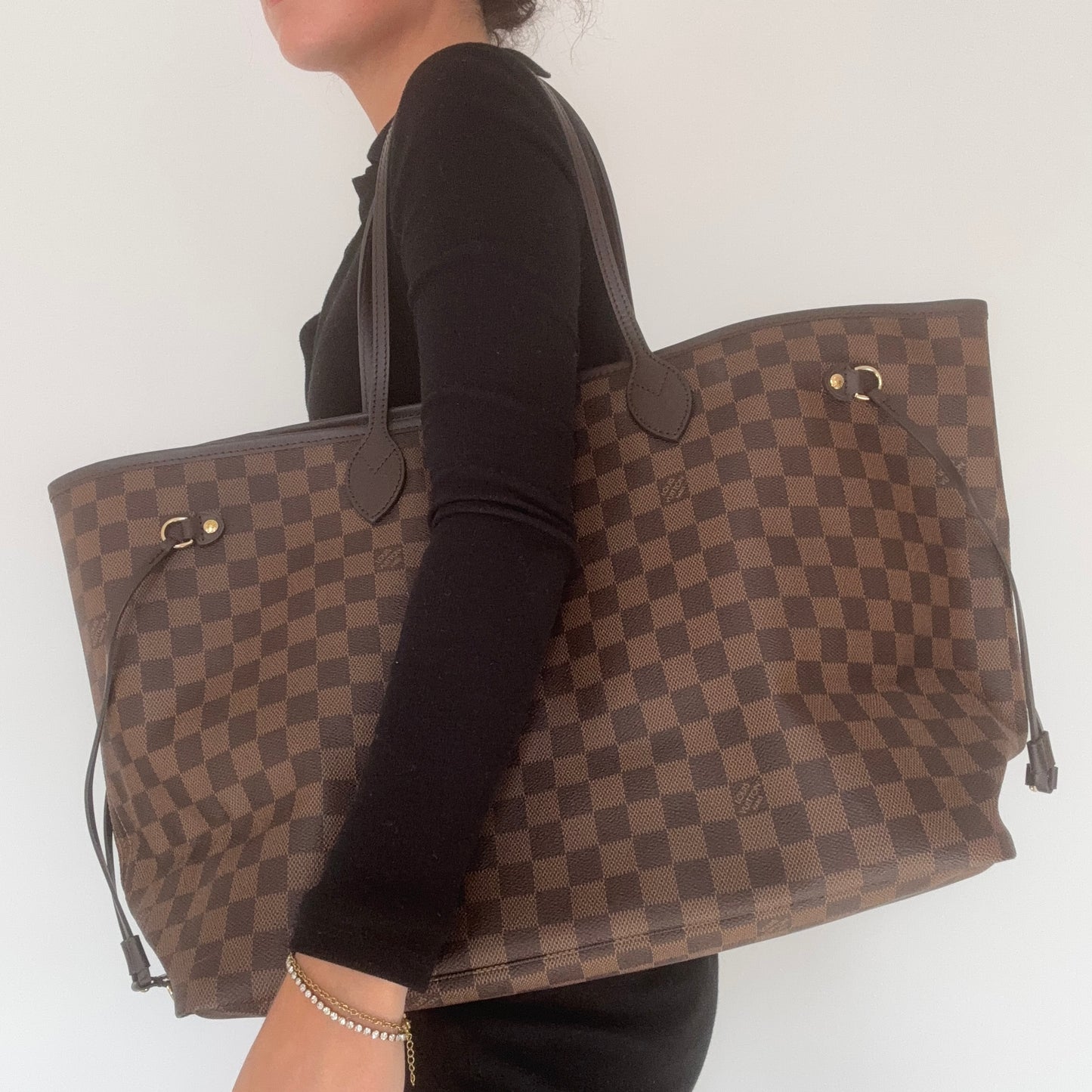 Louis Vuitton Neverfull GM with Pochette Classic Damier Ebene (NFID)