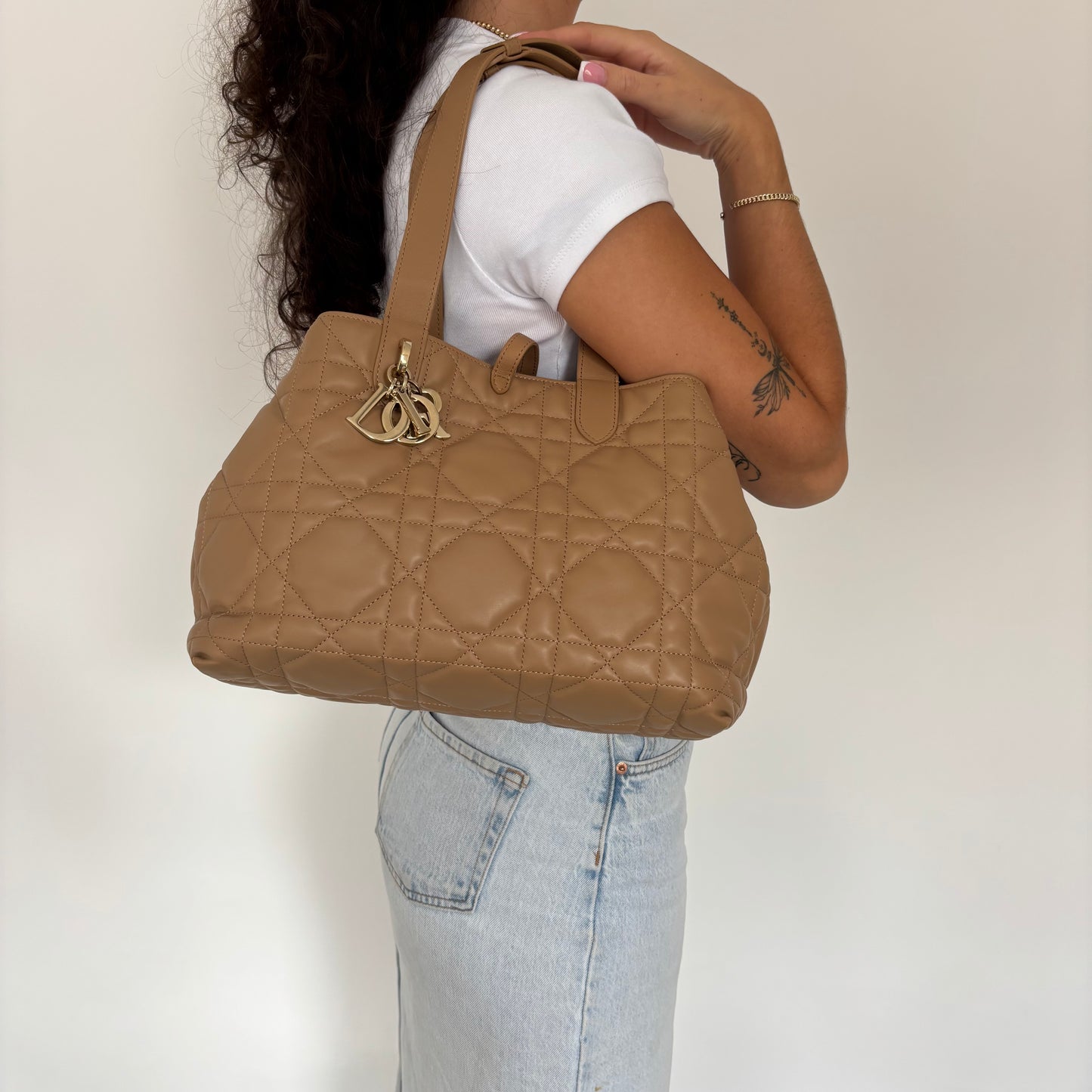 Dior Toujours Medium Bag Light Gold-Tone Macrocannage Calfskin 2023