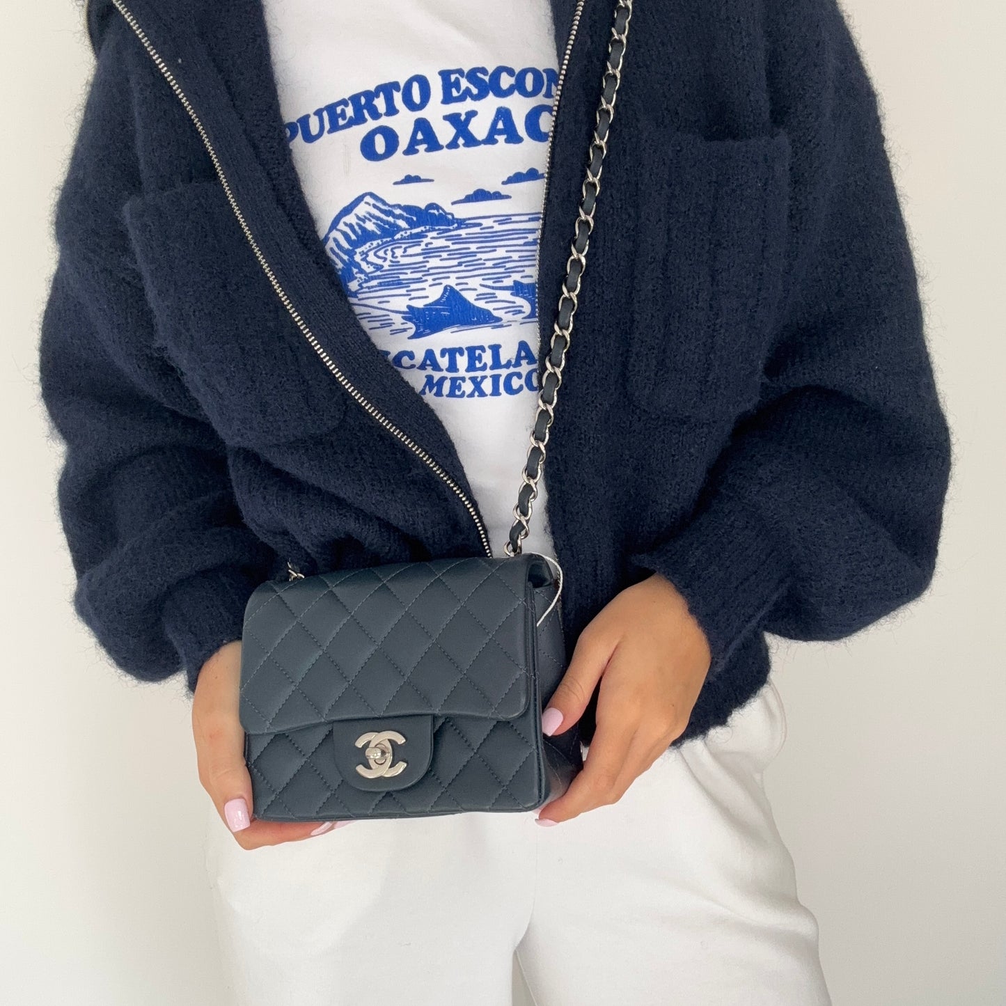 Chanel Mini Square Classic Flap Dark Teal Lambskin 2018/19