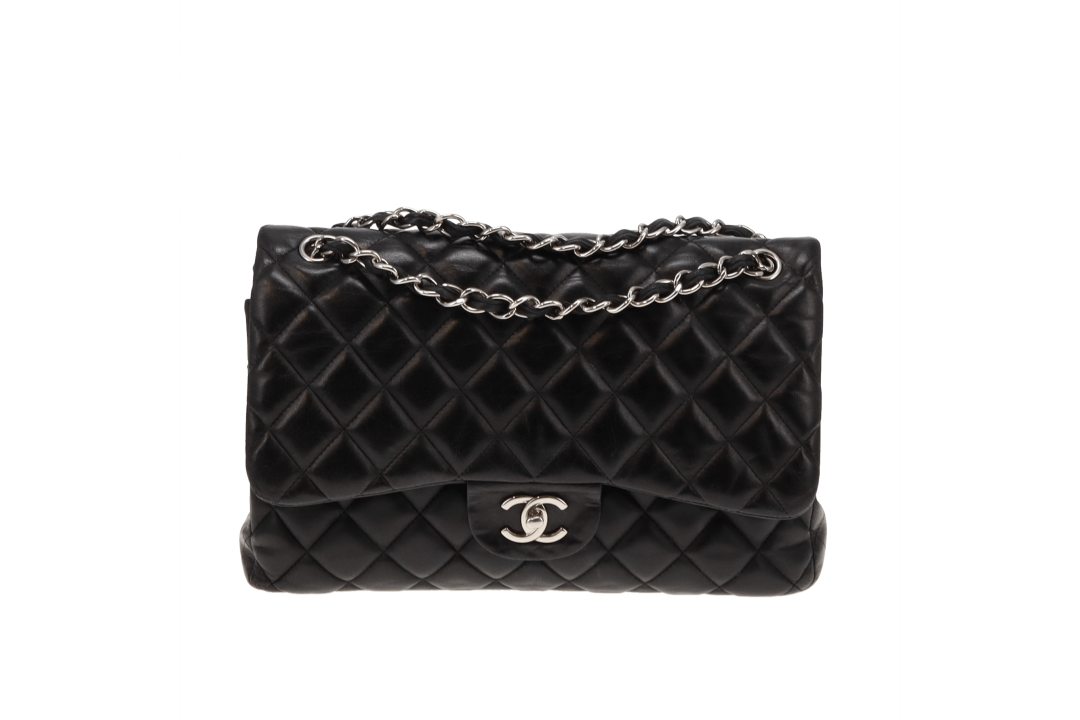 Chanel Classic Jumbo Double Flap Black Lambskin SH 2012