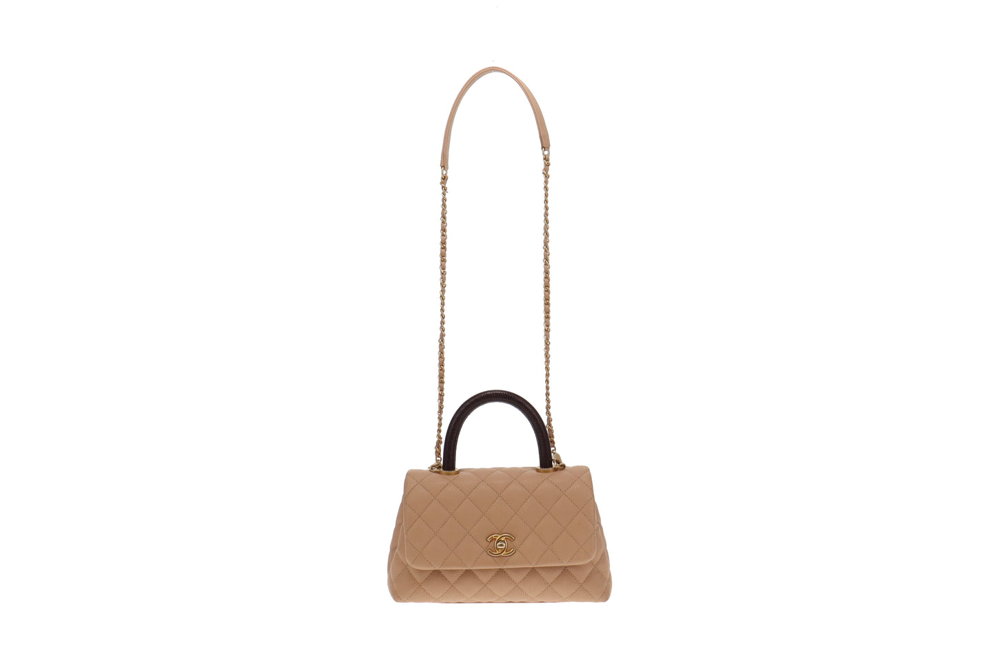 Chanel Caviar Beige Coco Handle Small