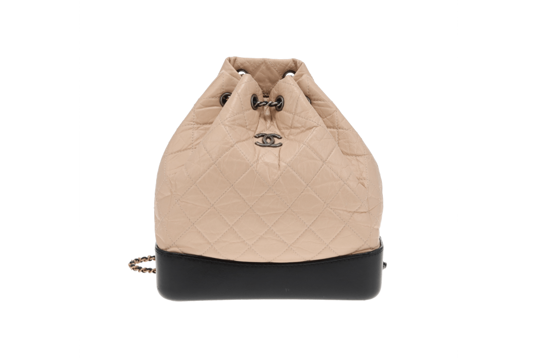 Chanel Beige Aged Calfskin and Black Leather Gabrielle Backpack 2018