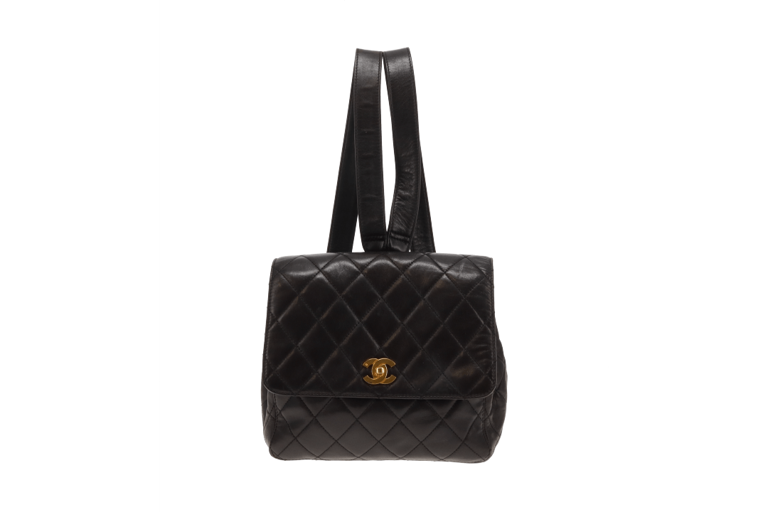 Chanel Black Lambskin Leather GHW CC Backpack 1994/96