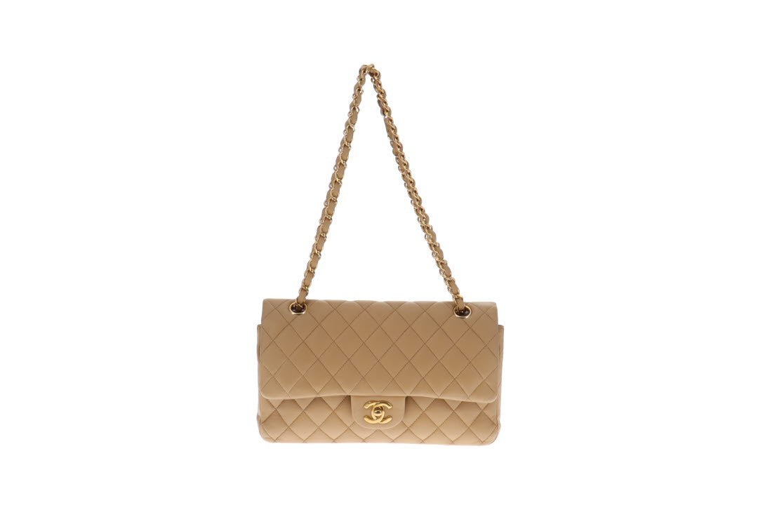 Chanel Lambskin Beige Medium Double Flap 06/08
