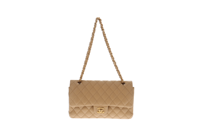 Chanel Lambskin Beige Medium Double Flap 06/08