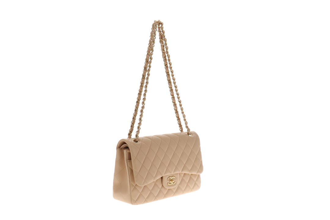 Chanel Beige Lambskin GHW Classic Jumbo Double Flap 2011